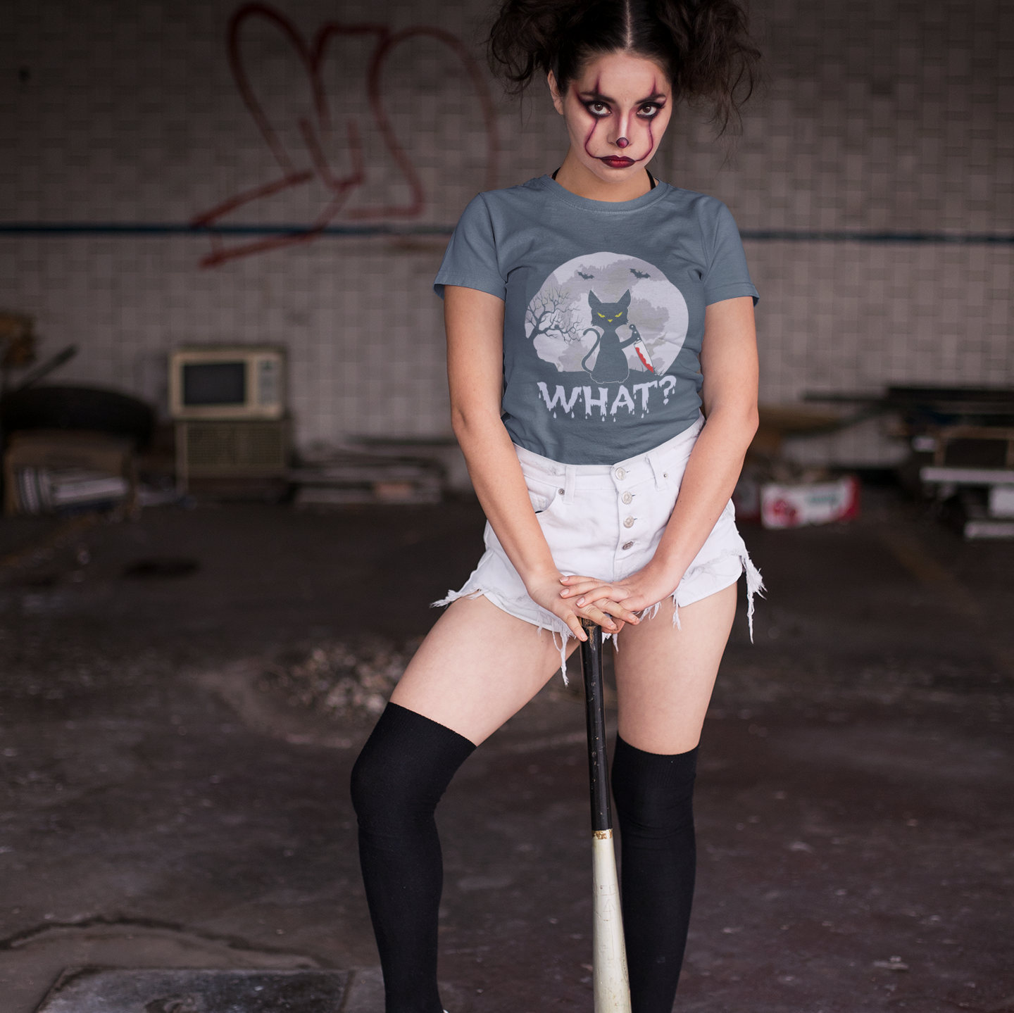 Halloween Cat Unisex Heavy Cotton Tee
