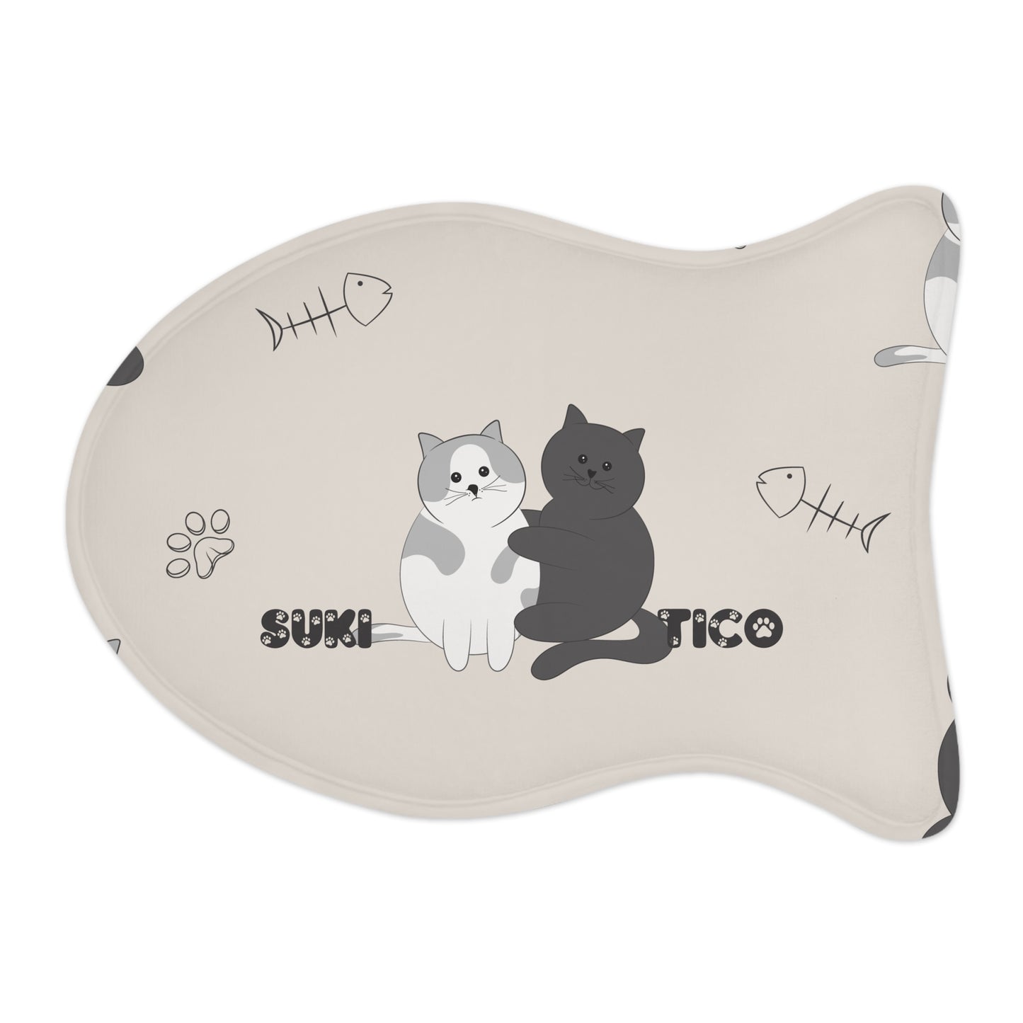 Personalized Cat Feeding Mat - Cute Fish Shape Design