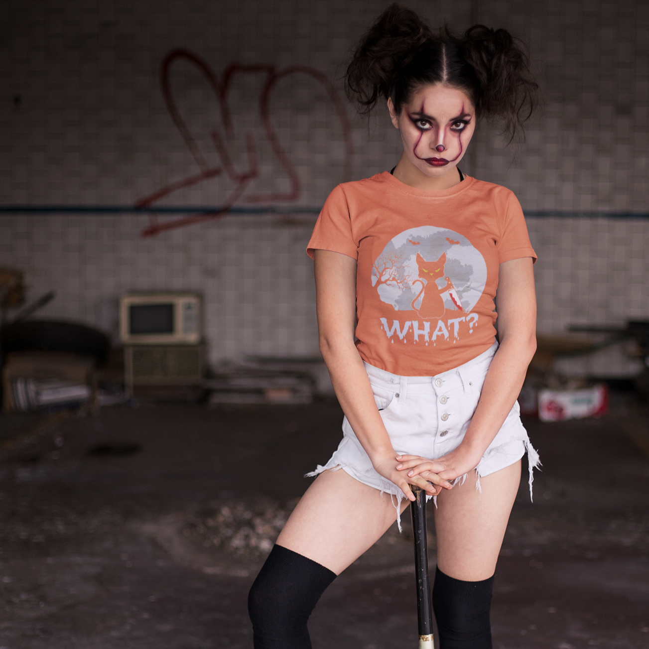 Halloween Cat Unisex Heavy Cotton Tee