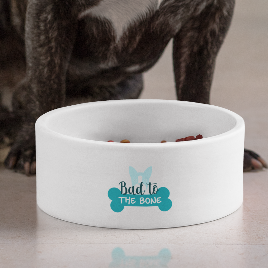 Pet Bowl - Bad to the Bone Frenchies Bulldog Quote