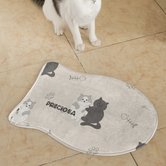 Personalized Cat Feeding Mat - Cute Fish Shape Design