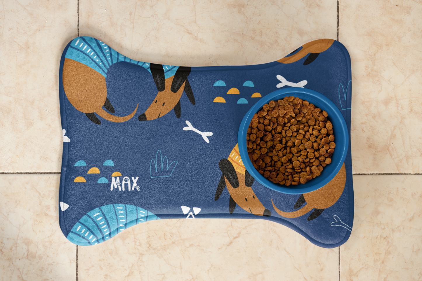 Personalized Dog Feeding Mat - Cute Animal Design for Dogs